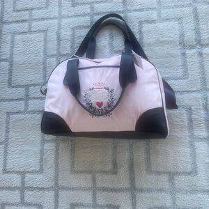 Juicy Couture Heritage Weekender velour powder  blush faux brown leather NWT